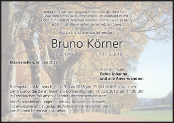 Anzeige von Bruno Körner von MGO