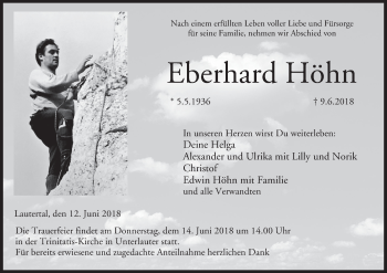 Anzeige von Eberhard Höhn von MGO