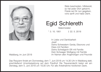 Anzeige von Egid Schlereth von MGO