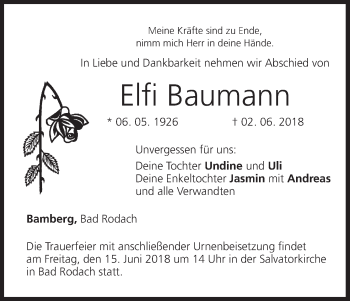 Anzeige von Elfi Baumann von MGO