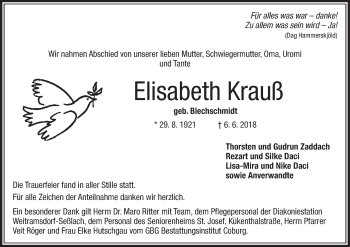 Anzeige von Elisabeth Krauß von MGO
