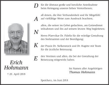 Anzeige von Erich Hohmann von MGO