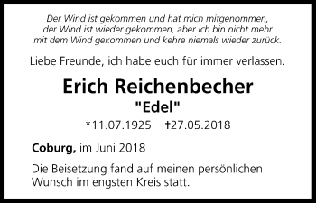 Anzeige von Erich Reichenbecher von MGO