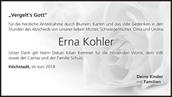 Anzeige von Erna Kohler von MGO
