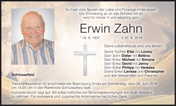 Anzeige von Erwin Zahn von MGO