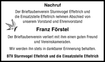 Anzeige von Franz Förstel von MGO