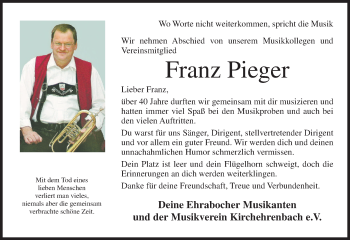 Anzeige von Franz Pieger von MGO