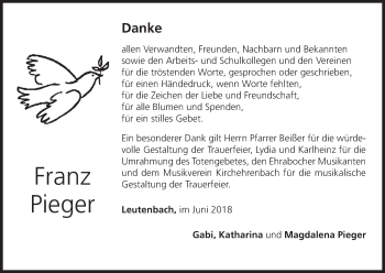 Anzeige von Franz Pieger von MGO