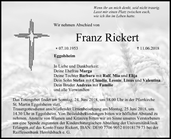 Anzeige von Franz Rickert von MGO