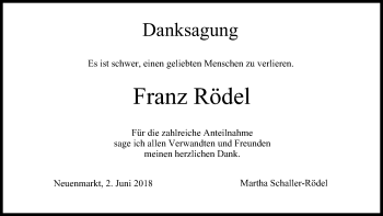 Anzeige von Franz Rödel von MGO