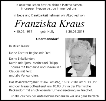 Anzeige von Franziska Kraus von MGO