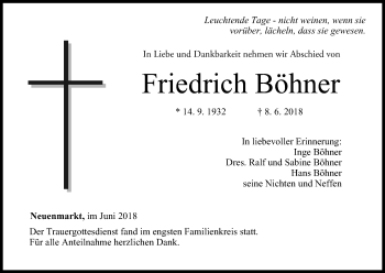 Anzeige von Friedrich Böhner von MGO