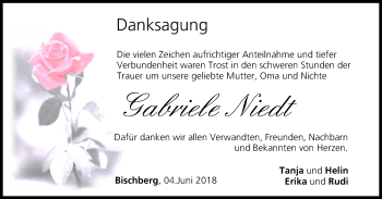 Anzeige von Gabriele Niedt von MGO