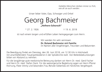 Anzeige von Georg Bachmeier von MGO