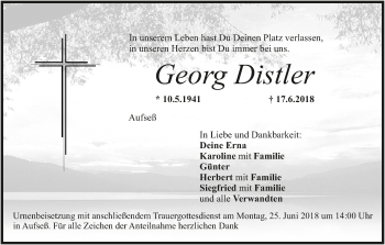 Anzeige von Georg Distler von MGO