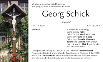 Anzeige von Georg Schick von MGO