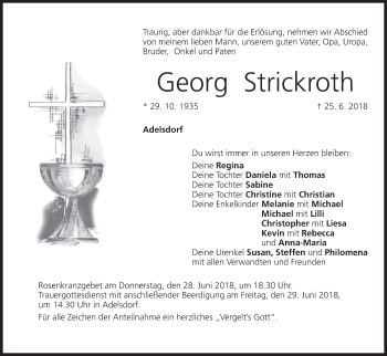 Anzeige von Georg Strickroth von MGO