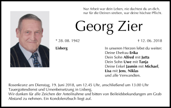 Anzeige von Georg Zier von MGO