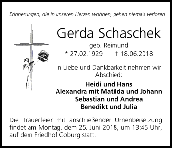 Anzeige von Gerda Schaschek von MGO