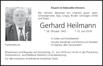 Anzeige von Gerhard Heilmann von MGO