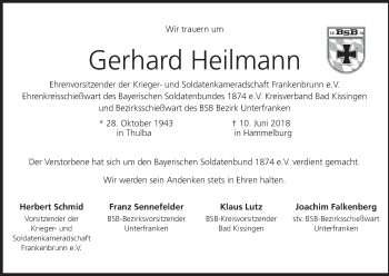 Anzeige von Gerhard Heilmann von MGO