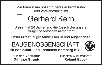 Anzeige von Gerhard Kern von MGO