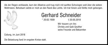 Anzeige von Gerhard Schneider von MGO