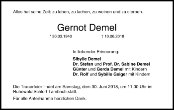 Anzeige von Gernot Demel von MGO