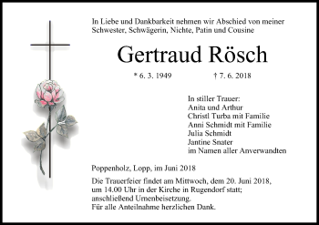 Anzeige von Gertraud Rösch von MGO