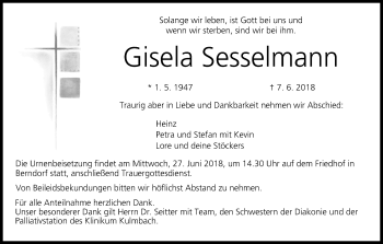 Anzeige von Gisela Sesselmann von MGO