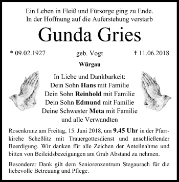Anzeige von Gunda Gries von MGO