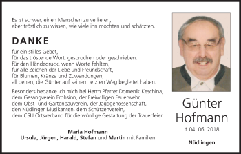 Anzeige von Günter Hofmann von MGO