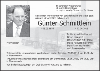 Anzeige von Günter Schmittlein von MGO