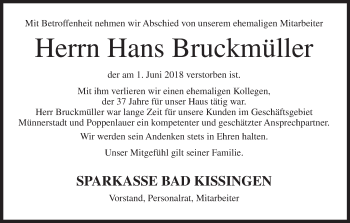 Anzeige von Hans Bruckmüller von MGO