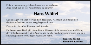 Anzeige von Hans Wölfel von MGO