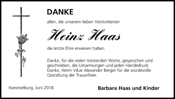 Anzeige von Heinz Haas von MGO