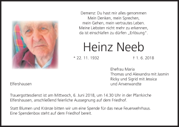 Anzeige von Heinz Neeb von MGO