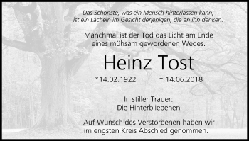Anzeige von Heinz Tost von MGO