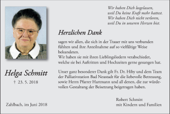 Anzeige von Helga Schmitt von MGO