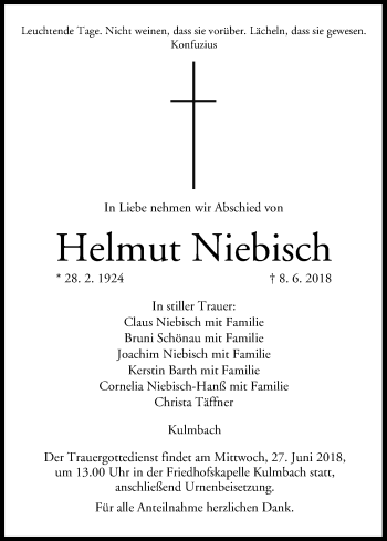 Anzeige von Helmut Niebisch von MGO