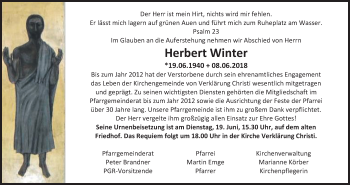 Anzeige von Herbert Winter von MGO