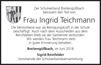 Anzeige von Ingrid Teichmann von MGO