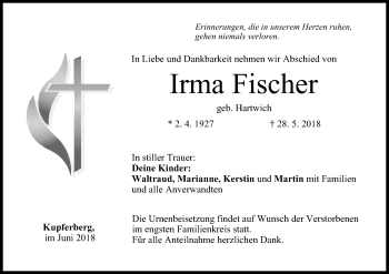 Anzeige von Irma Fischer von MGO