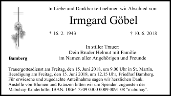 Anzeige von Irmgard Göbel von MGO