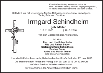 Anzeige von Irmgard Schindhelm von MGO