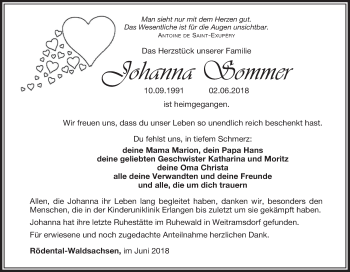 Anzeige von Johanna Sommer von MGO