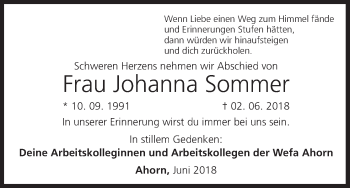 Anzeige von Johanna Sommer von MGO