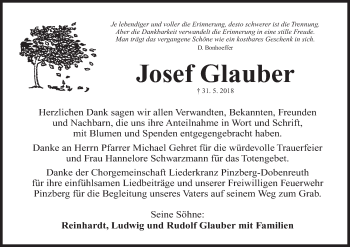 Anzeige von Josef Glauber von MGO