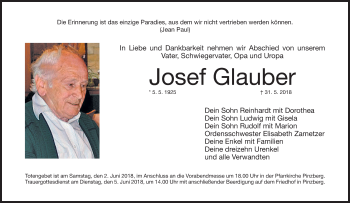 Anzeige von Josef Glauber von MGO