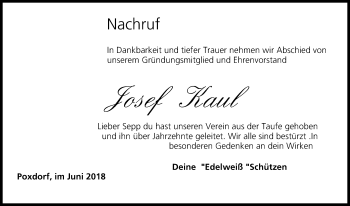 Anzeige von Josef Kaul von MGO